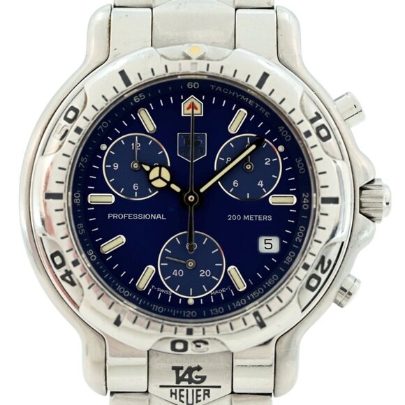 Tag Heuer 41mm Men's Vintage 6000 Series Chronograph Blue Dial Watch- CH1111!